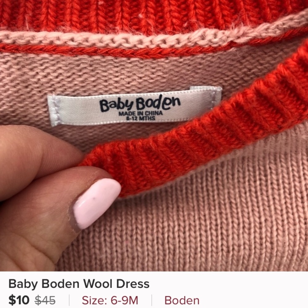 Mini boden dress 6/9 months